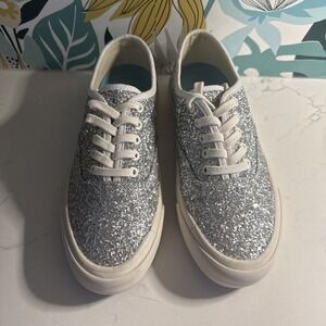Seavees X JCrew Silver Glitter Sneakers Sz 7.5 W/BOX‎
